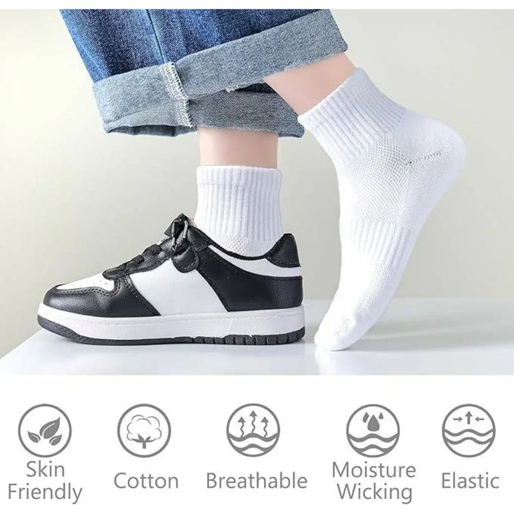 Unbranded White Athletic Ankle Socks 6 Pair Pack Arch Support‎ Cushioned Sole